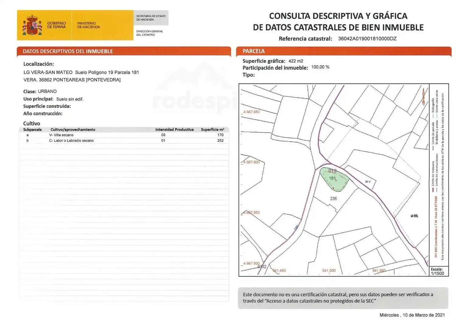 Terreno rústico en venta en Ponteareas, imagen 3
