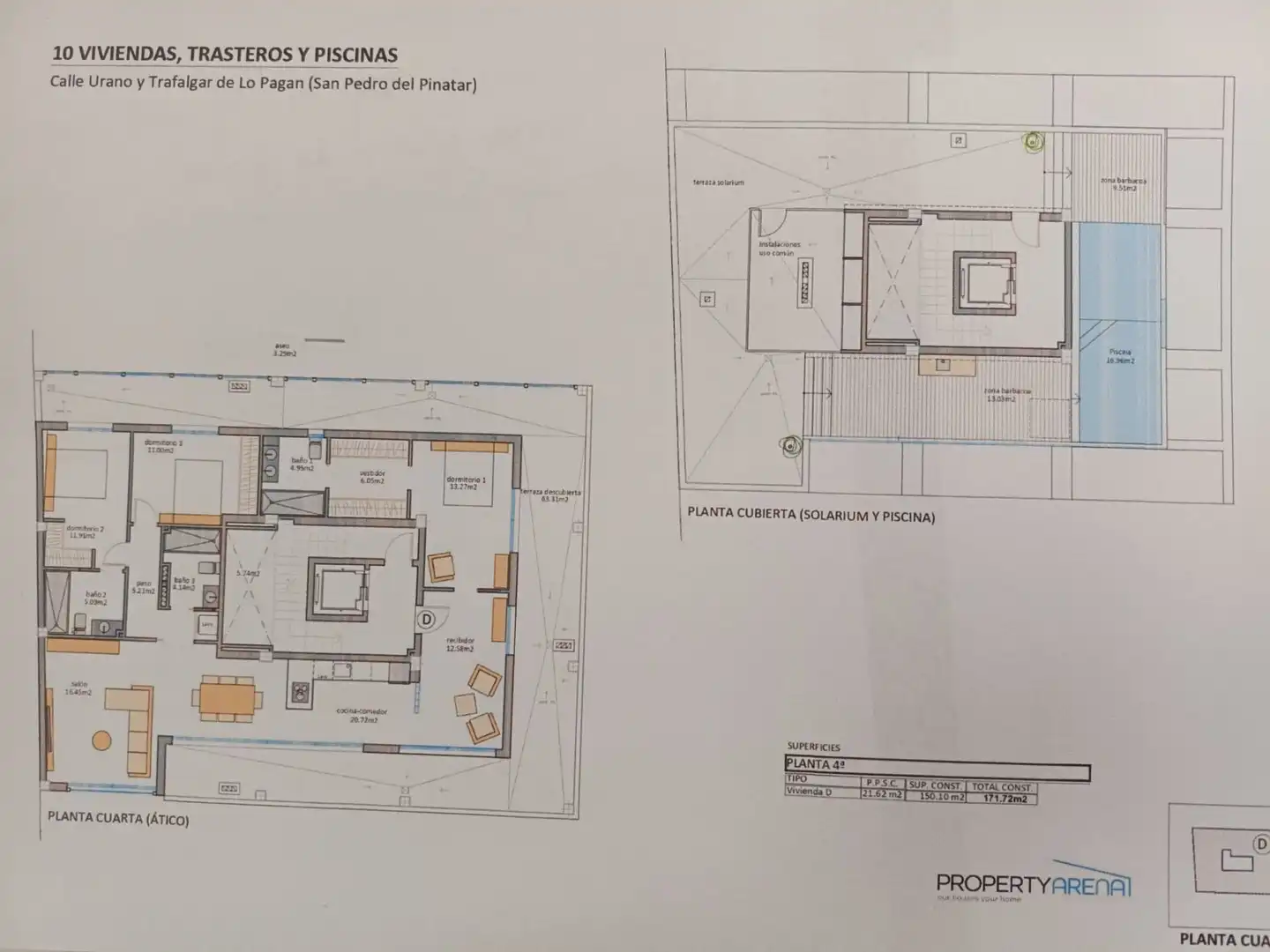 Attique avec piscine à vendre à urano 20