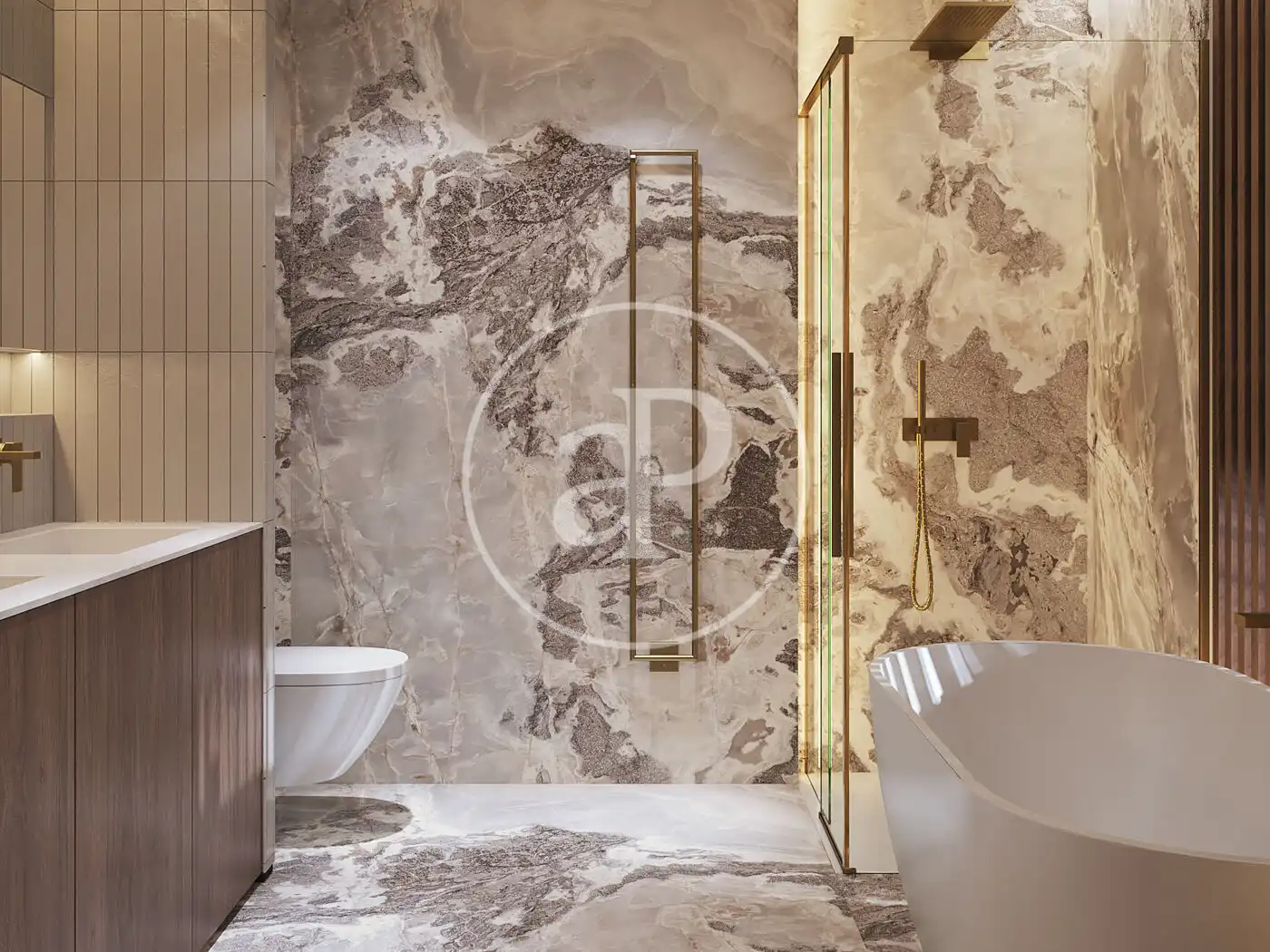 Badezimmer von Wohnung zum Verkauf in Barcelona mit Klimaanlage, Heizung und Privatgarten