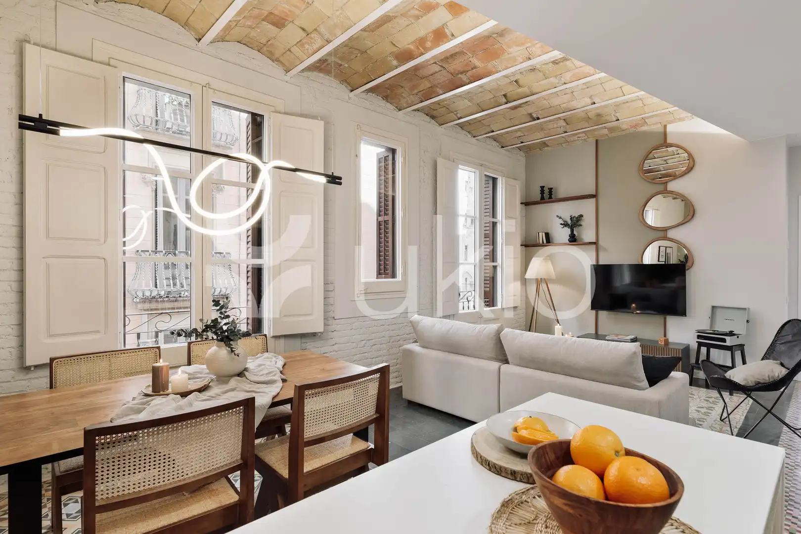 Living room of Apartments for rent in Barcelona  with Air Conditioner, Heating and Furnished