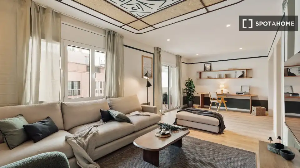 Sala d'estar de Pis de lloguer en Barcelona amb Aire condicionat, Calefacció i Moblat