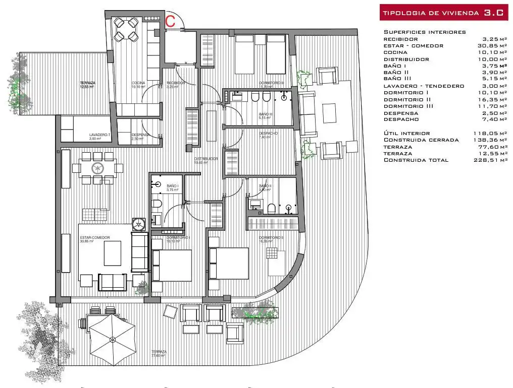 Wohnung zum Verkauf in Vigo  mit Heizung, Terrasse und Abstellraum