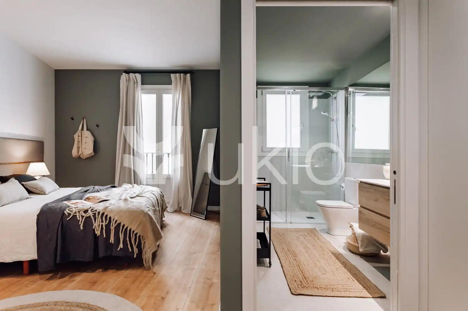 Schlafzimmer von Wohnungen zur Miete in Barcelona mit Klimaanlage, Heizung und Terrasse
