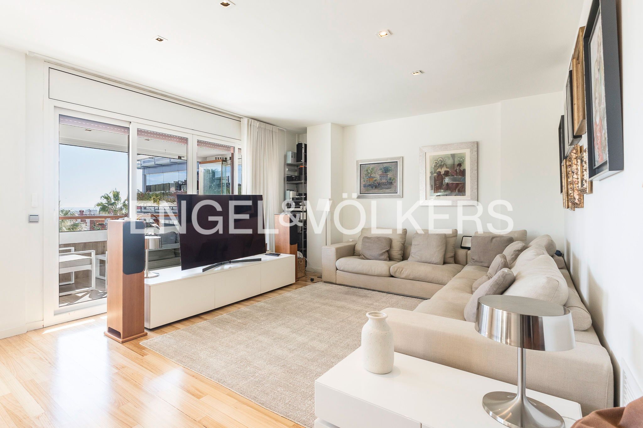 Sala d'estar de Apartament en venda en  Barcelona Capital amb Aire condicionat, Calefacció i Jardí privat