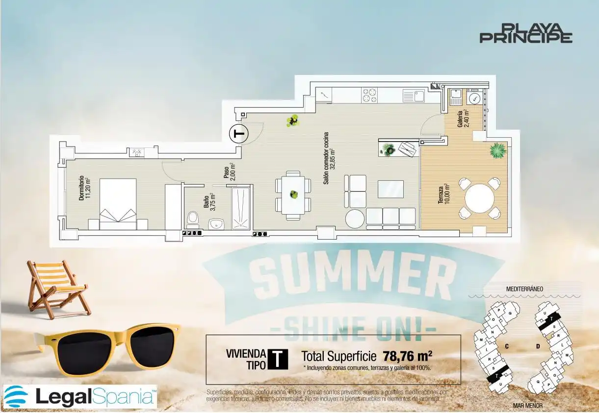 Apartamento en venta en La Manga del Mar Menor con Jardín privado, Terraza y Piscina