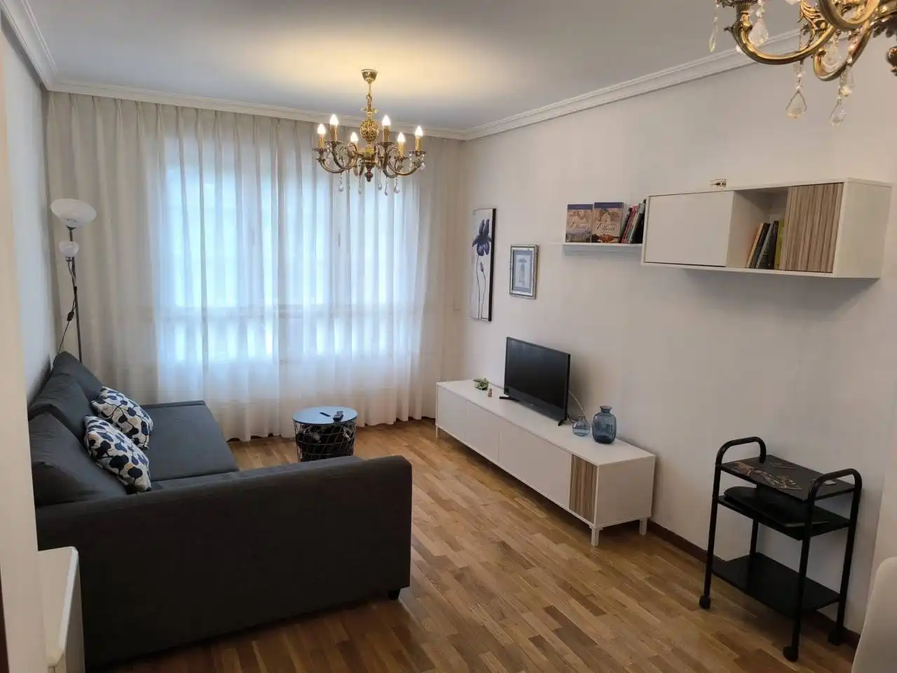 Living room of Flat for rent in Aller  with Heating, Parquet flooring and Furnished