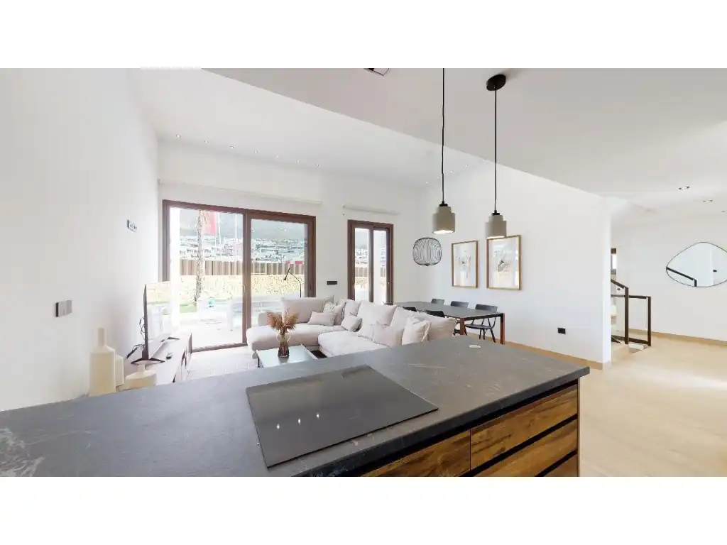 Sala d'estar de Casa o xalet en venda en Finestrat amb Aire condicionat, Jardí privat i Piscina