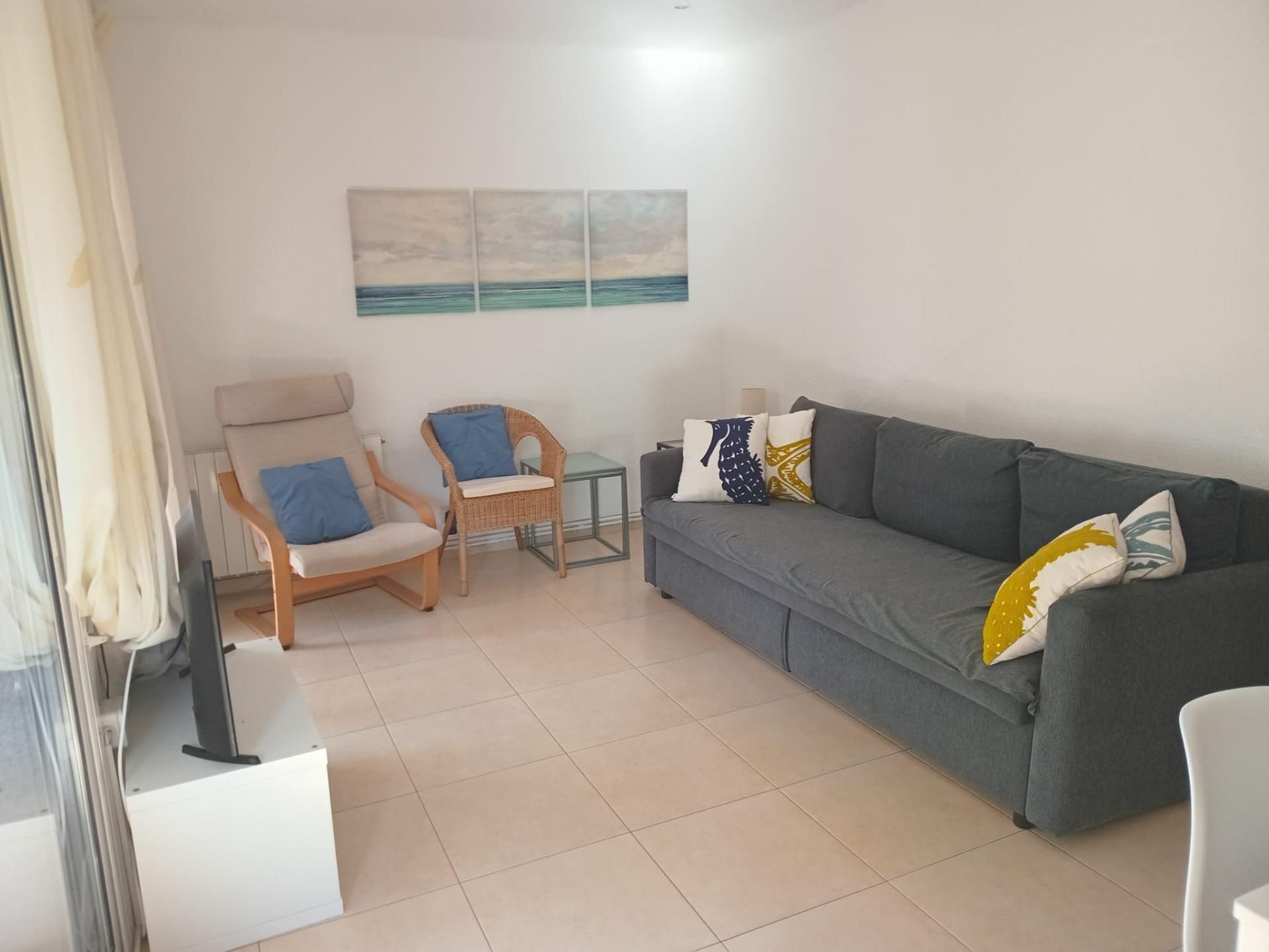 Sala d'estar de Pis de lloguer en Vilanova i la Geltrú amb Aire condicionat, Calefacció i Terrassa