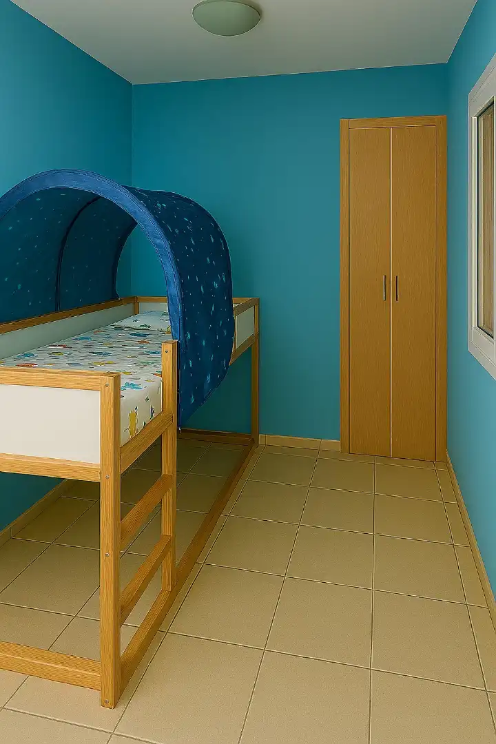 Schlafzimmer von Dachboden zum Verkauf in Badalona mit Klimaanlage, Terrasse und Balkon