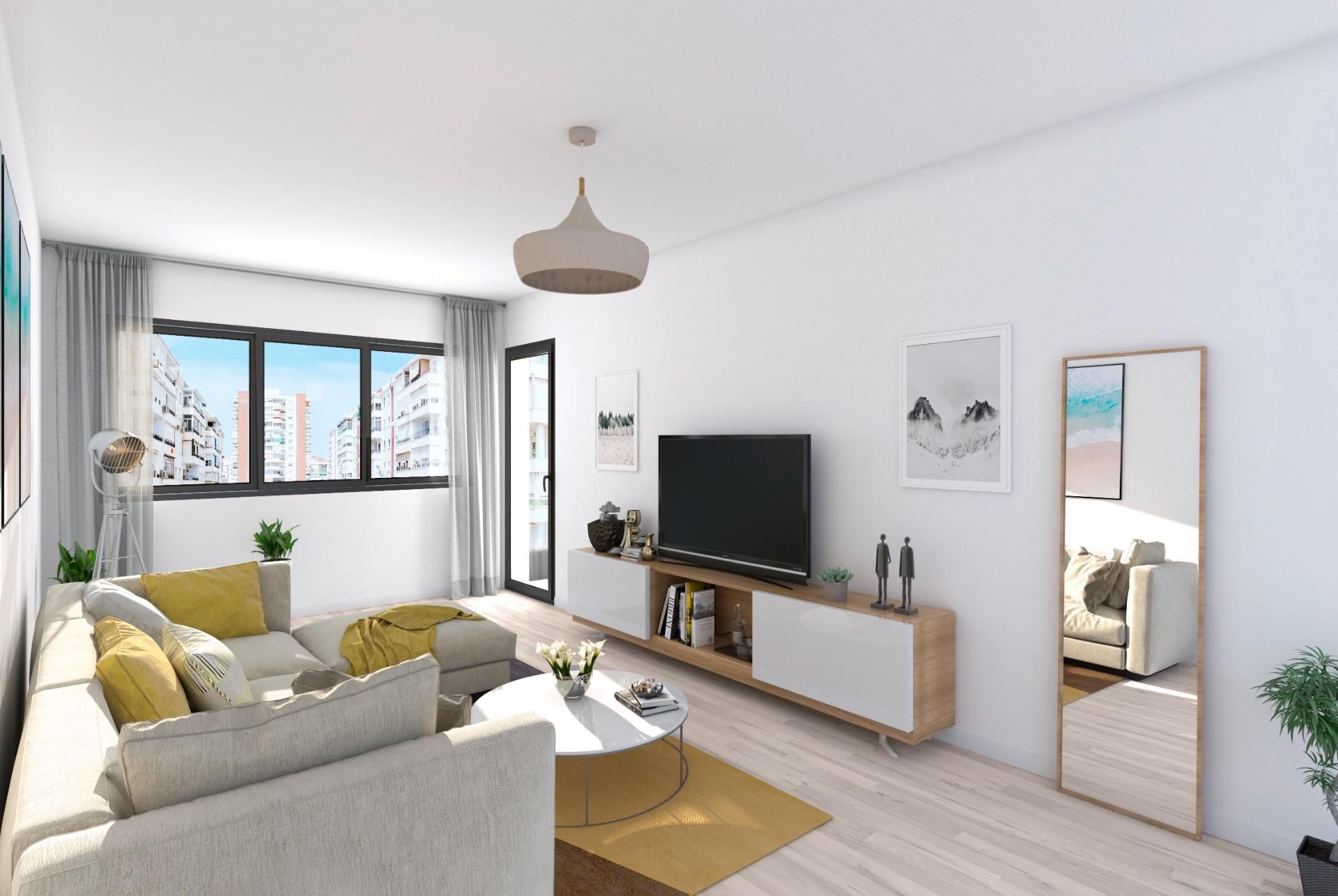 Sala de estar de Apartamento en venta en Málaga Capital con Terraza, Trastero y Piscina comunitaria
