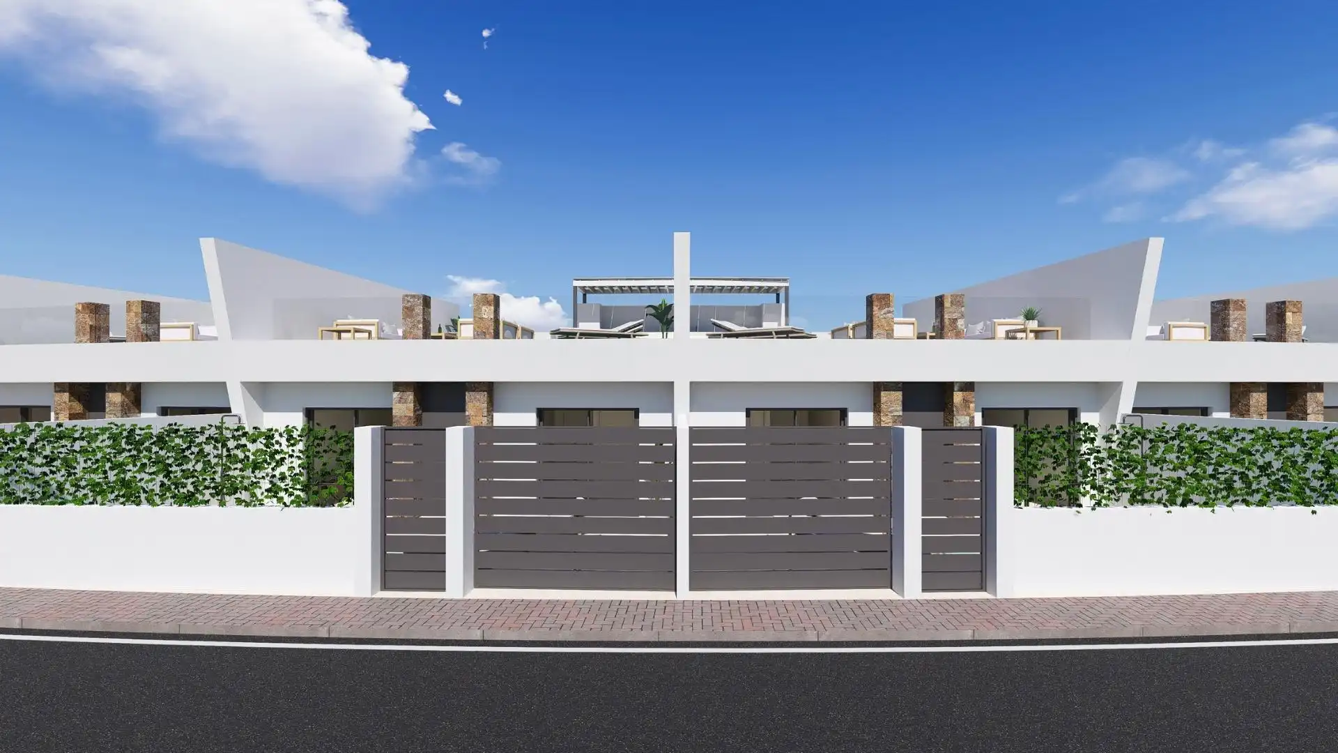 Vista exterior de Casa adosada en venda en Torre-Pacheco amb Jardí privat, Terrassa i Piscina