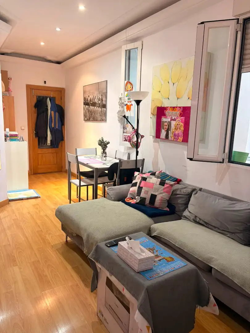 Sala d'estar de Pis per a compartir en Madrid amb Calefacció, Parquet i Moblat