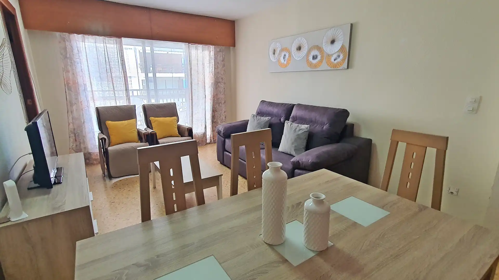 Sala d'estar de Apartament de lloguer en Gandia amb Aire condicionat, Terrassa i Moblat