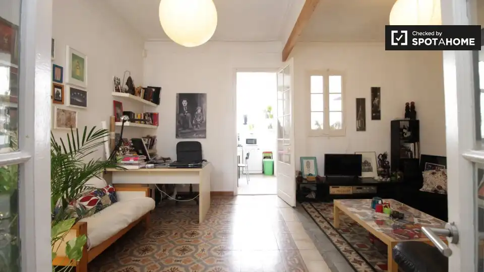 Living room of Flat for share in Barcelona  with Air Conditioner and Terrace