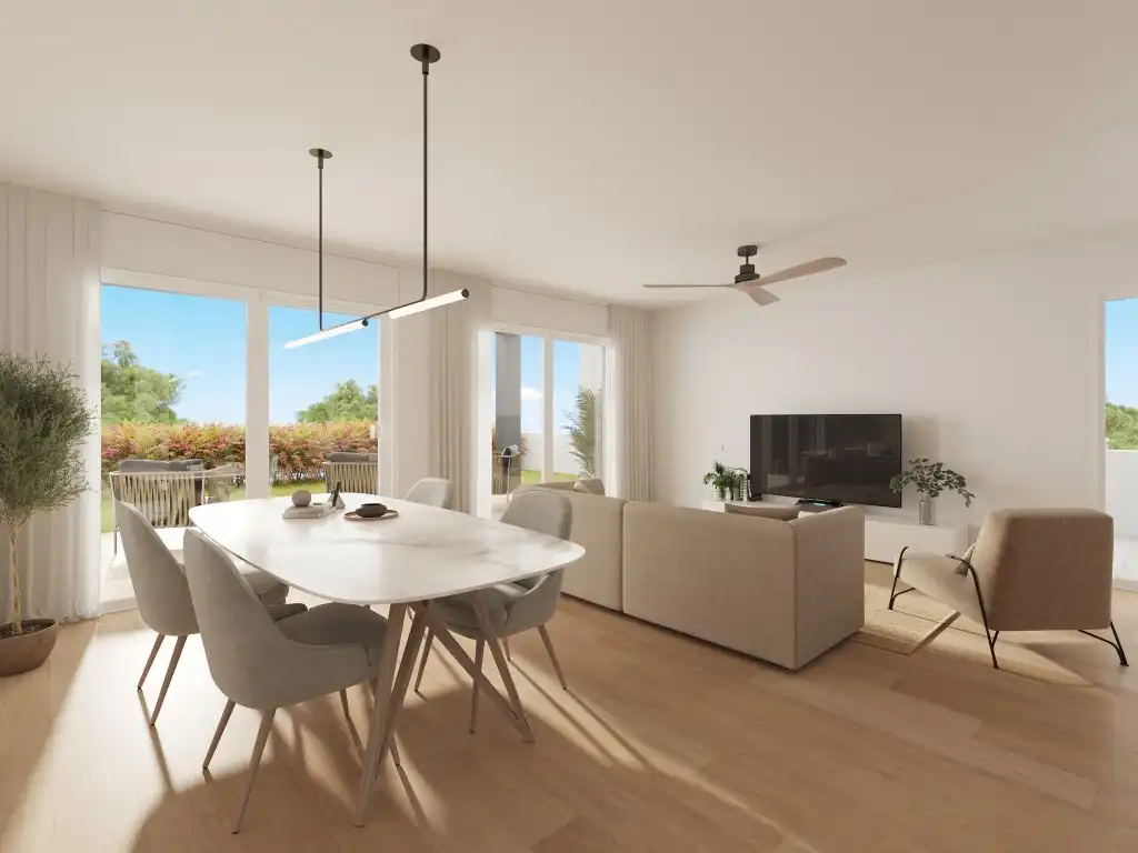Sala d'estar de Casa adosada en venda en Finestrat amb Jardí privat i Piscina