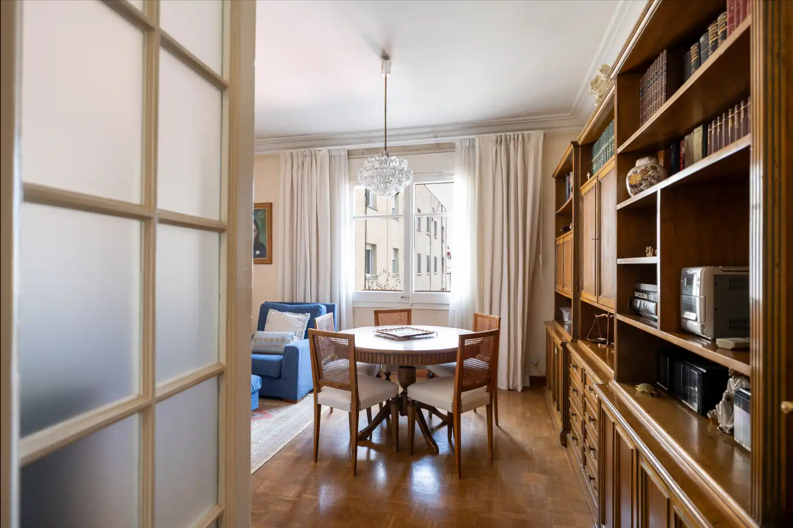 Dining room of Flat for sale in Barcelona  with Heating, Parquet flooring and Furnished