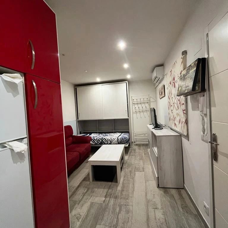 Sala de estar de Estudio de alquiler en  Madrid Capital con Aire acondicionado, Amueblado y Se aceptan mascotas