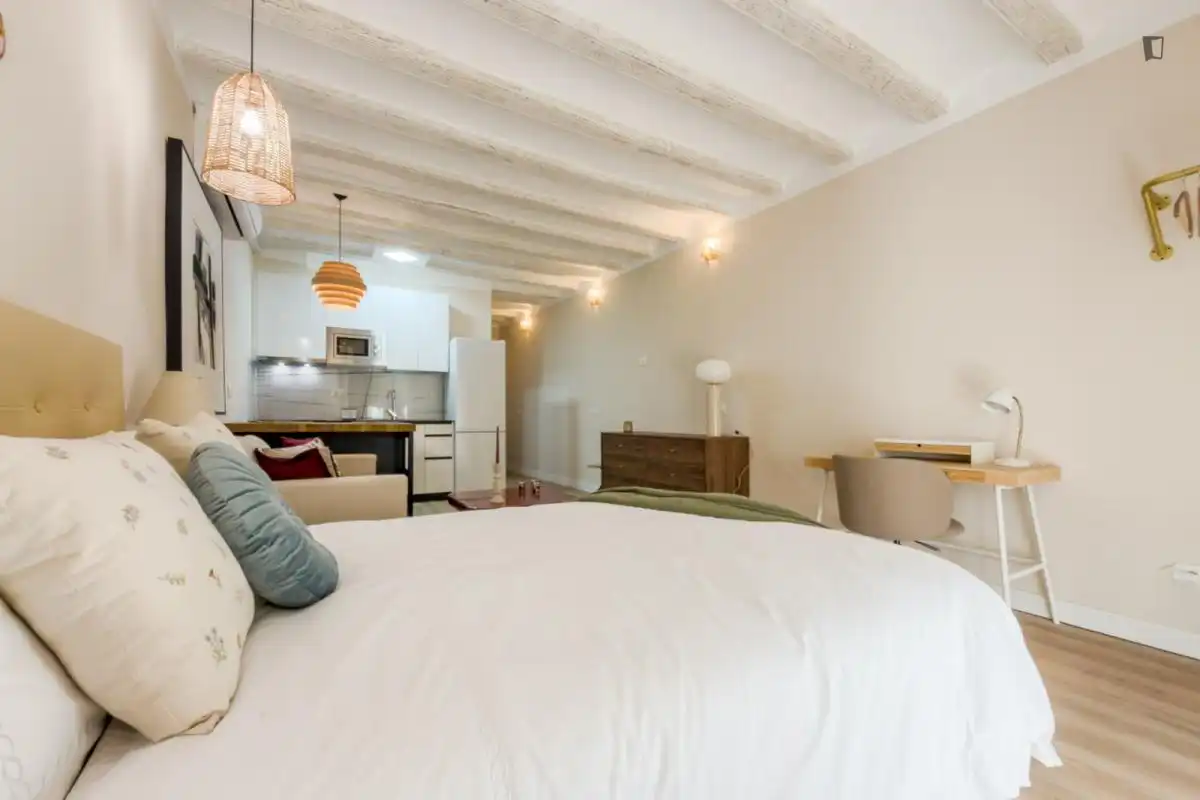 Habitación de Estudio de alquiler en Barcelona con Aire acondicionado, Calefacción y Amueblado