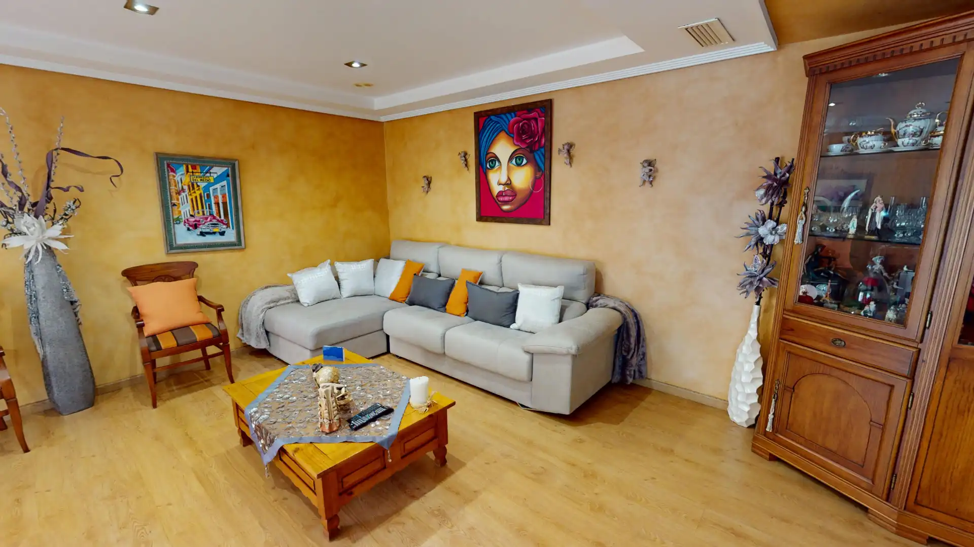 Living room of Flat for sale in Aspe  with Air Conditioner, Parquet flooring and Furnished