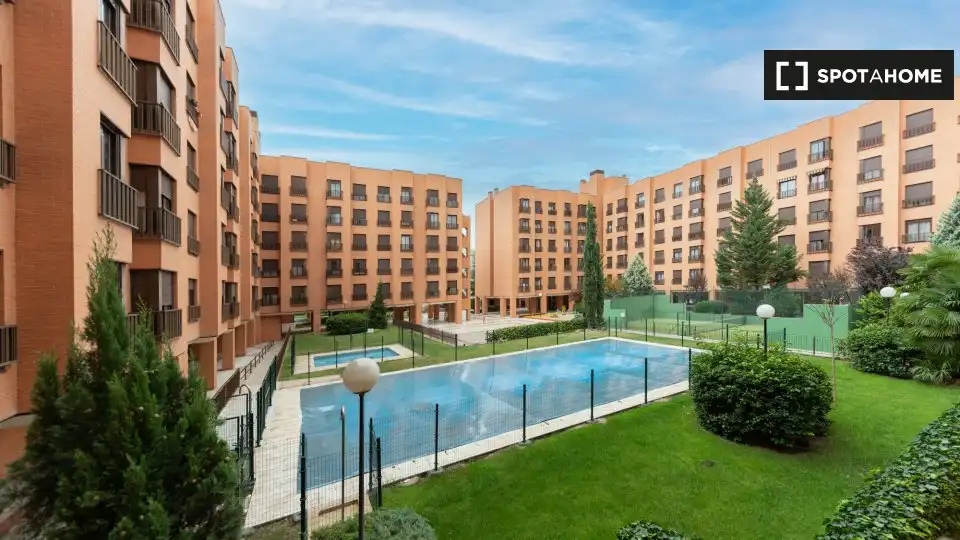 Swimming pool of Flat for rent in Madrid  with Air Conditioner, Heating and Furnished