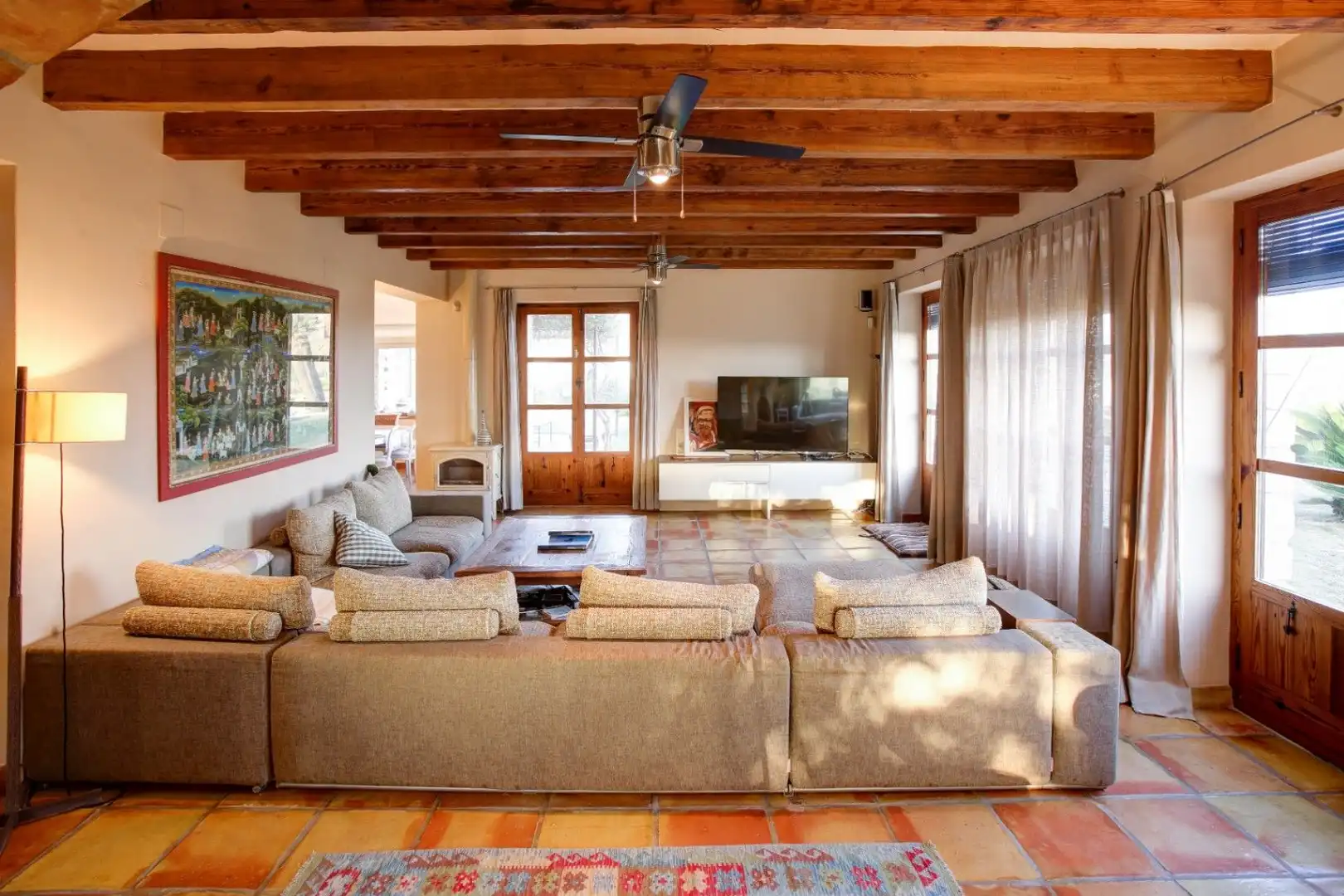 Sala d'estar de Finca rústica en venda en Moraira amb Jardí privat, Traster i Piscina