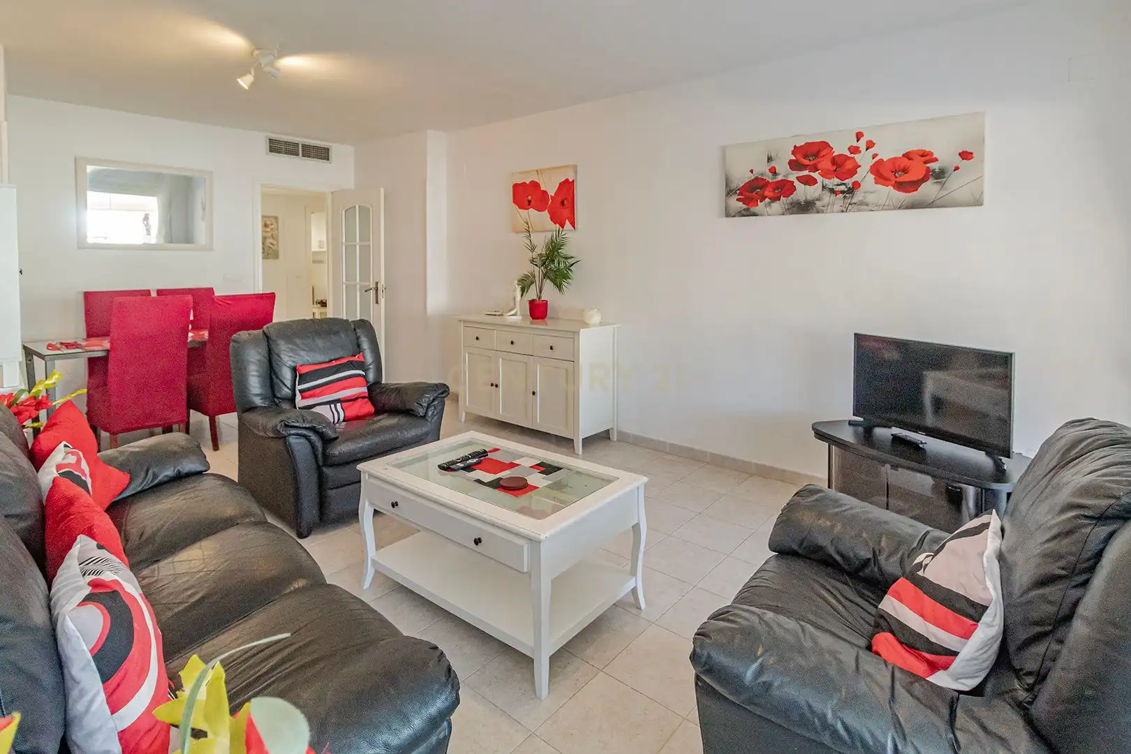 Sala d'estar de Apartament de lloguer en Calpe / Calp amb Aire condicionat, Piscina i Rentadora