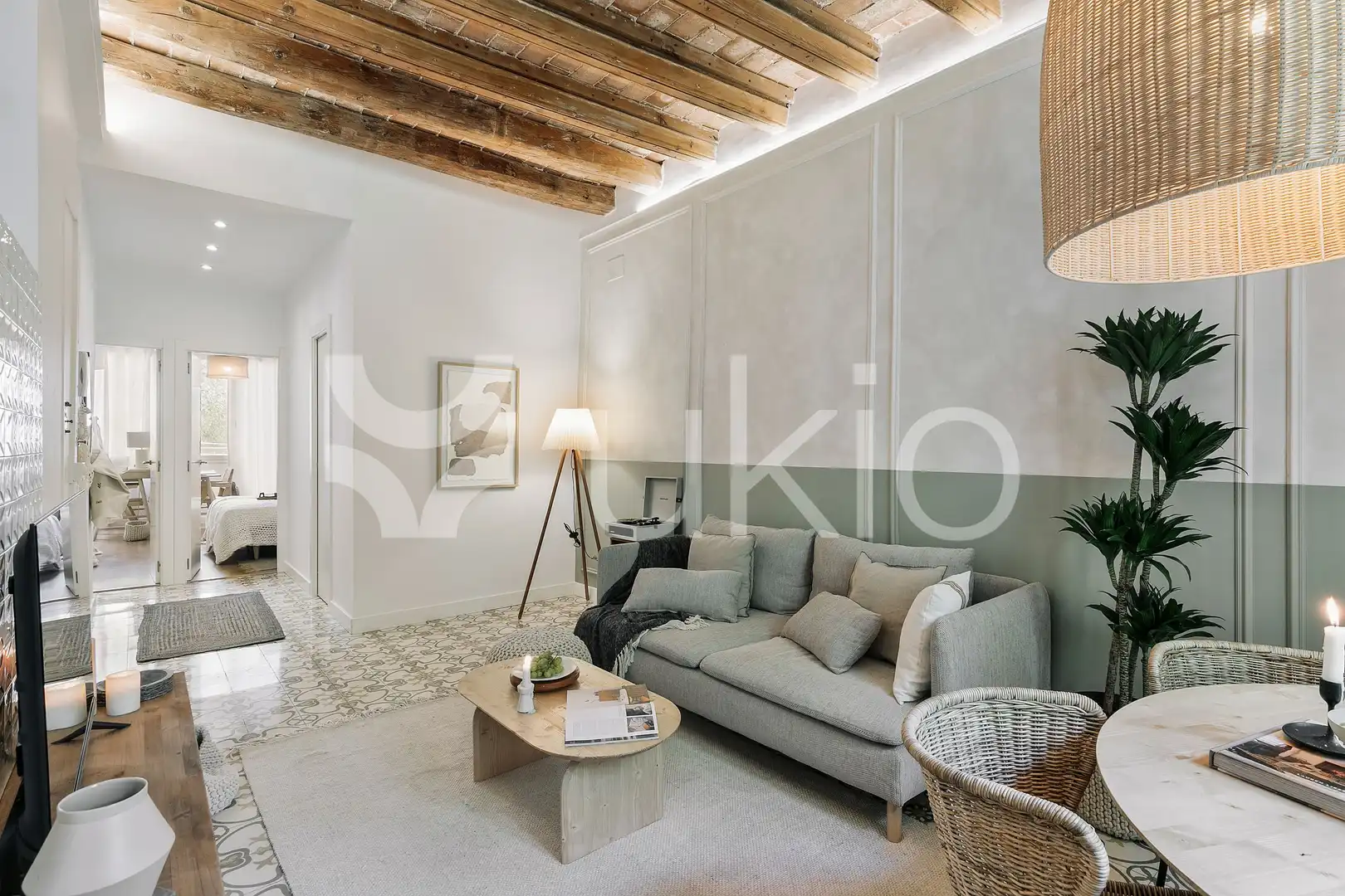 Sala de estar de Apartamento de alquiler en Barcelona con Aire acondicionado, Calefacción y Terraza