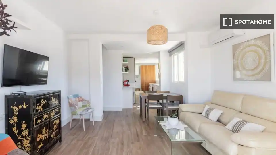 Sala de estar de Piso para compartir en Alicante / Alacant con Aire acondicionado, Terraza y Amueblado