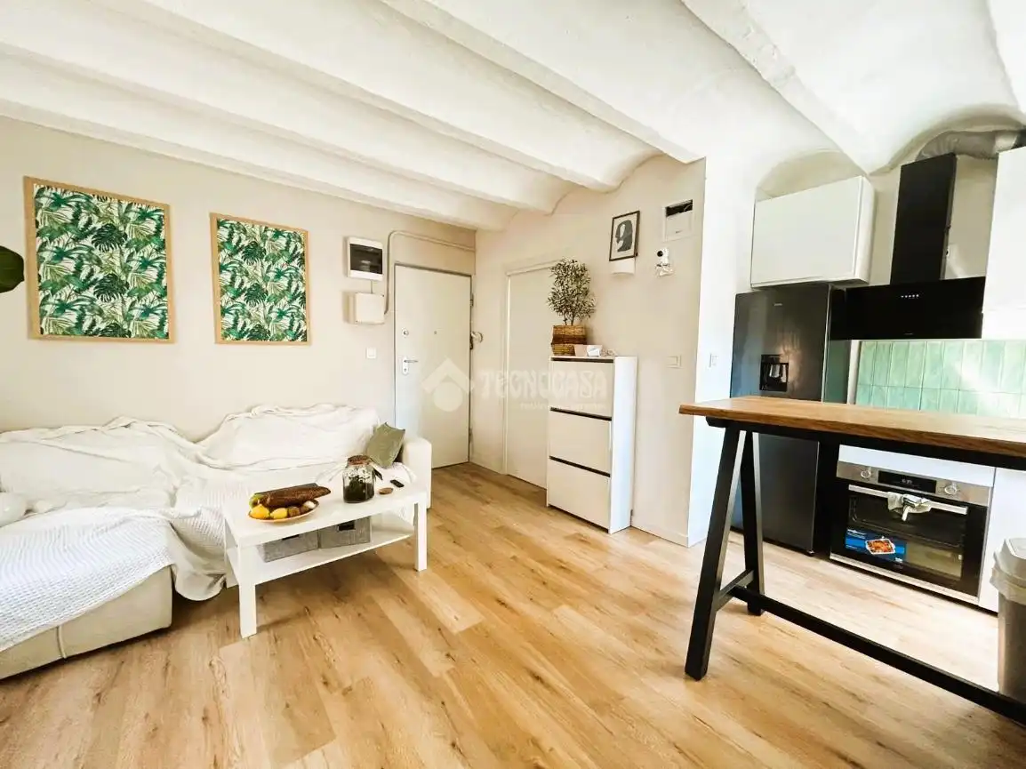 Sala de estar de Piso en venta en L'Hospitalet de Llobregat con Aire acondicionado, Terraza y Amueblado