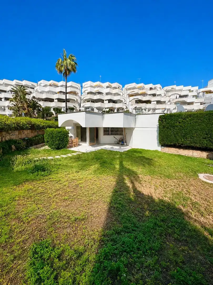Vista exterior de Casa adosada en venda en Calvià amb Jardí privat, Terrassa i Piscina comunitària