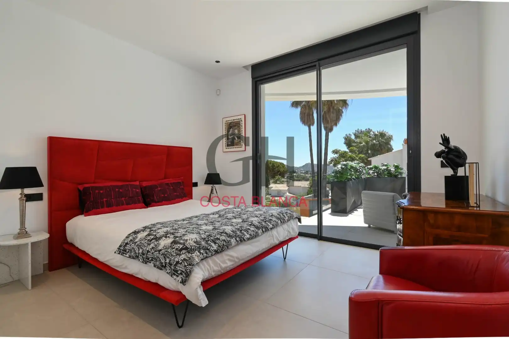 Schlafzimmer von Haus oder Chalet zum Verkauf in Moraira mit Klimaanlage, Heizung und Privatgarten