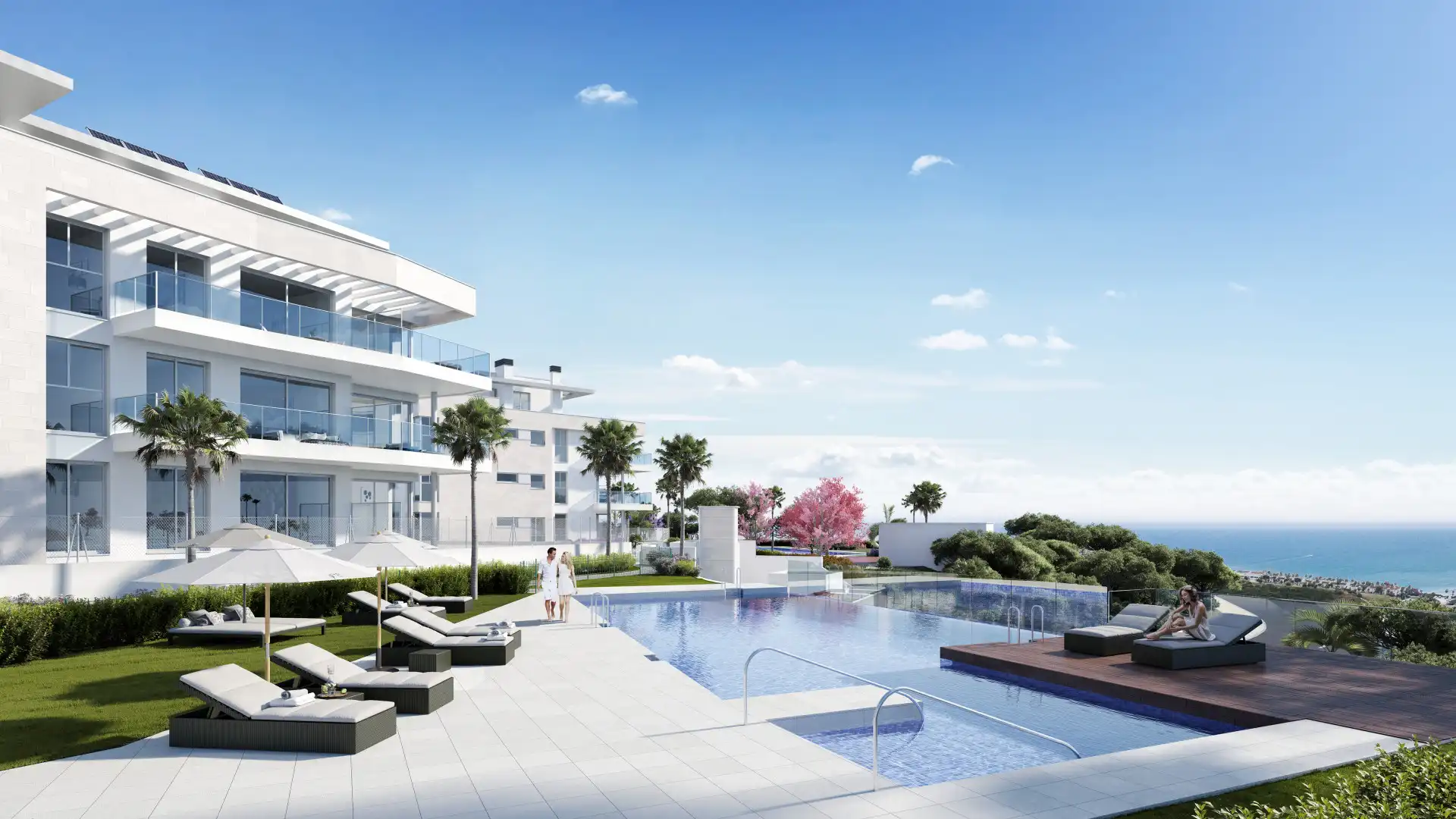 Swimming pool of Apartments for sale in Mijas  with Air Conditioner, Terrace and Swimming Pool