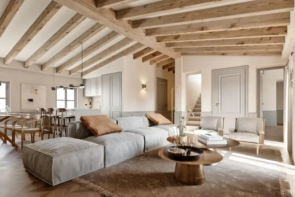 Wohnzimmer von Einfamilien-Reihenhaus zum Verkauf in  Palma de Mallorca mit Klimaanlage, Heizung und Terrasse