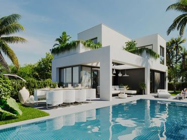 Semi-detached house with pool for sale in Golf Bahía