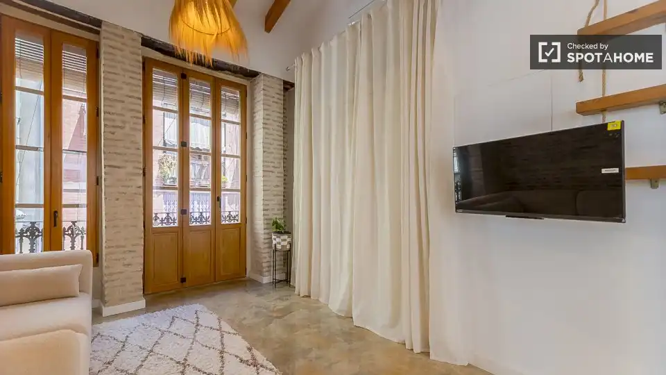 Wohnzimmer von Wohnungen zur untervermieten in Valencia mit Klimaanlage, Heizung und Terrasse