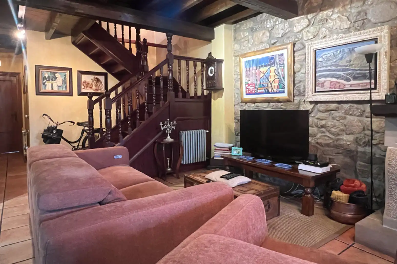 Wohnzimmer von Einfamilien-Reihenhaus zum Verkauf in Ruente mit Heizung, Terrasse und Balkon