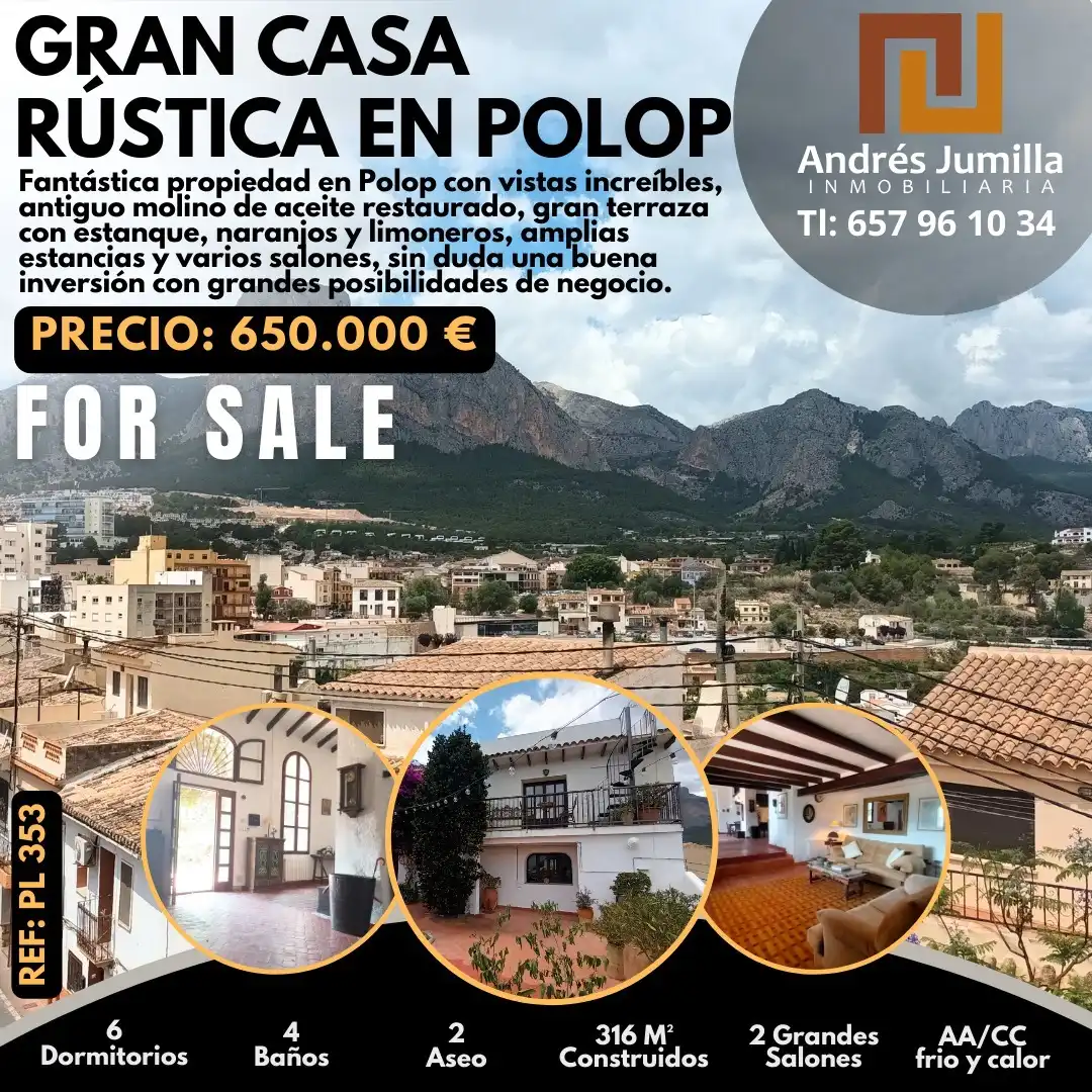 Vista exterior de Finca rústica en venda en Polop amb Aire condicionat, Calefacció i Jardí privat