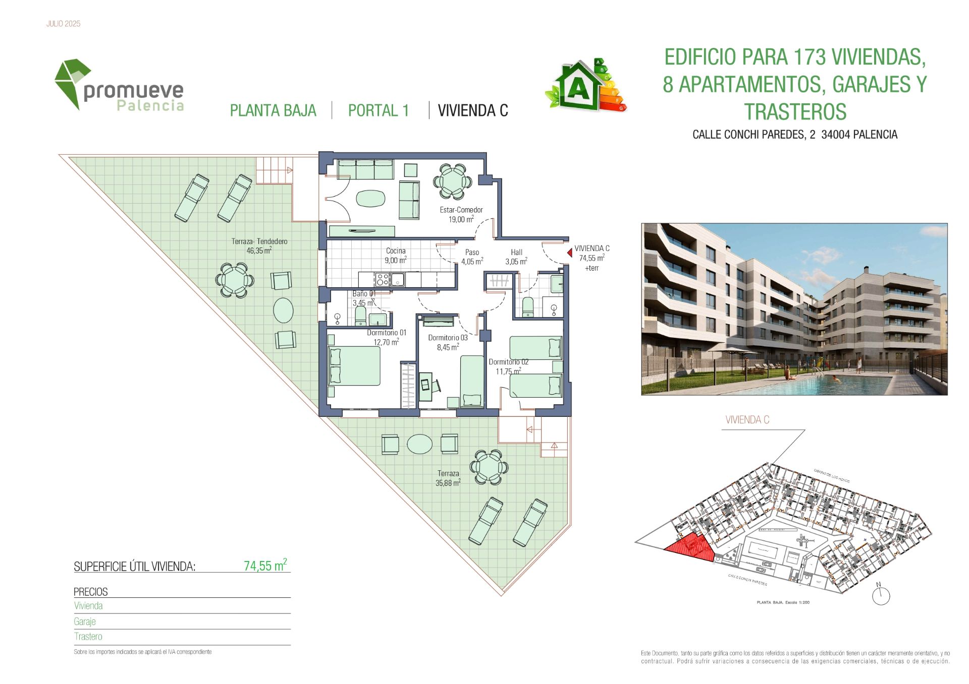 Planta baja en venta en Palencia Capital con Jardín privado, Trastero y Piscina comunitaria