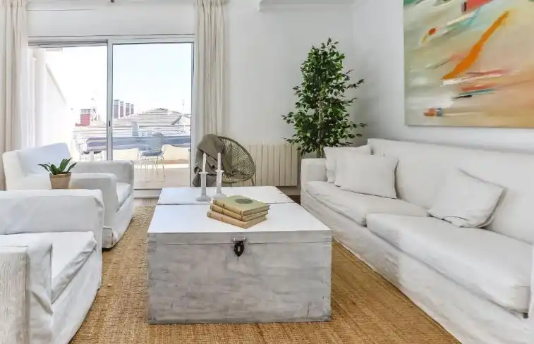 Sala de estar de Ático en venta en Barcelona con Aire acondicionado, Calefacción y Parquet