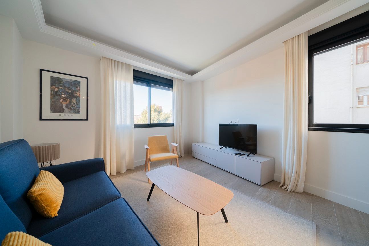 Living room of Flat to rent in  Madrid Capital  with Air Conditioner, Heating and Furnished