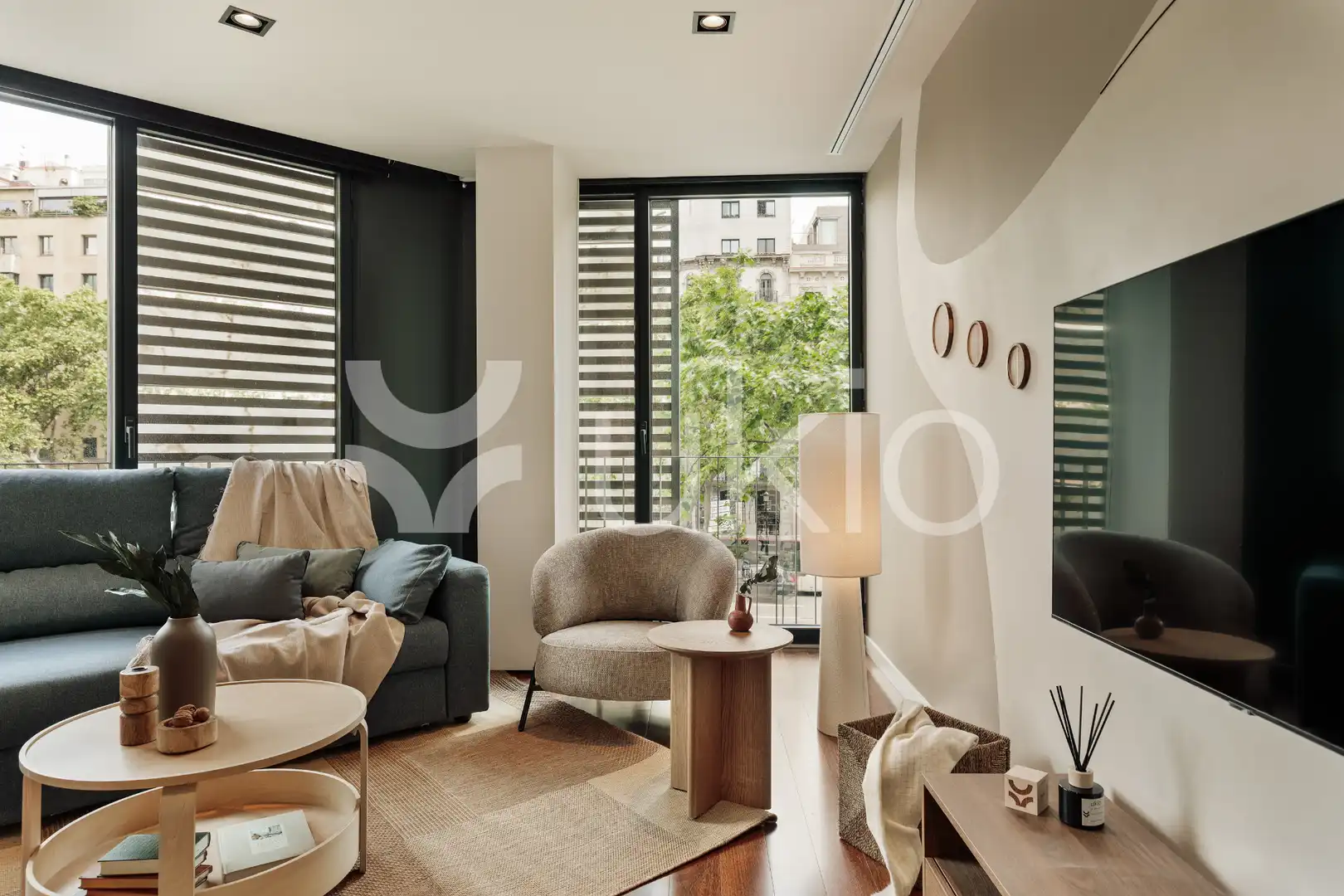 Sala de estar de Apartamento de alquiler en Barcelona con Aire acondicionado, Calefacción y Amueblado