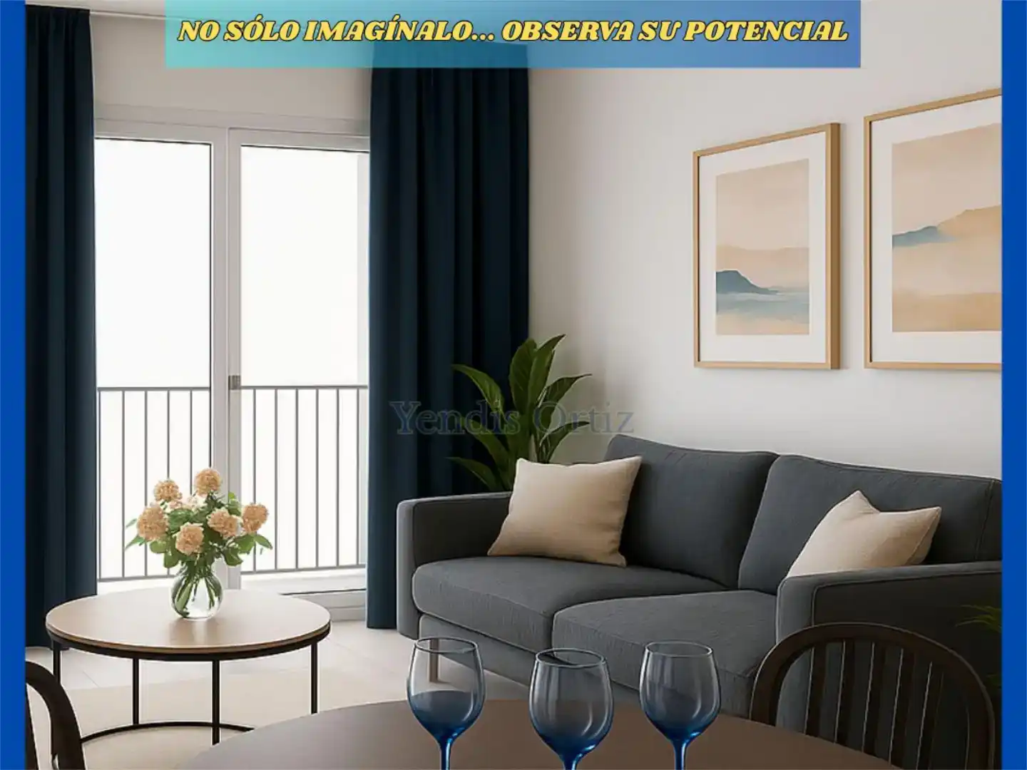 Wohnzimmer von Wohnung zum Verkauf in Sant Antoni de Portmany mit Klimaanlage und Balkon