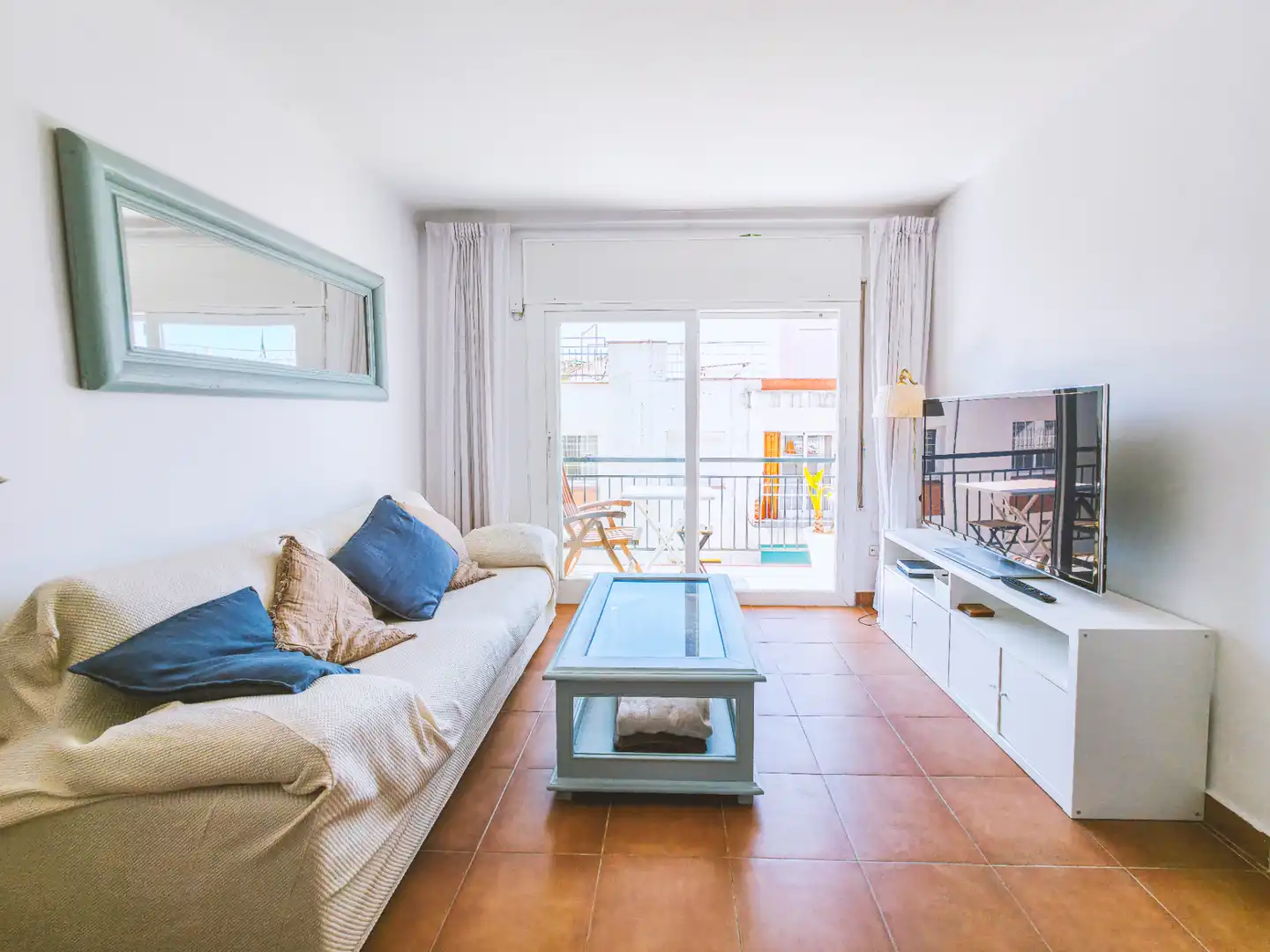 Wohnzimmer von Wohnung zur Miete in Sant Pol de Mar mit Terrasse, Möbliert und Ofen