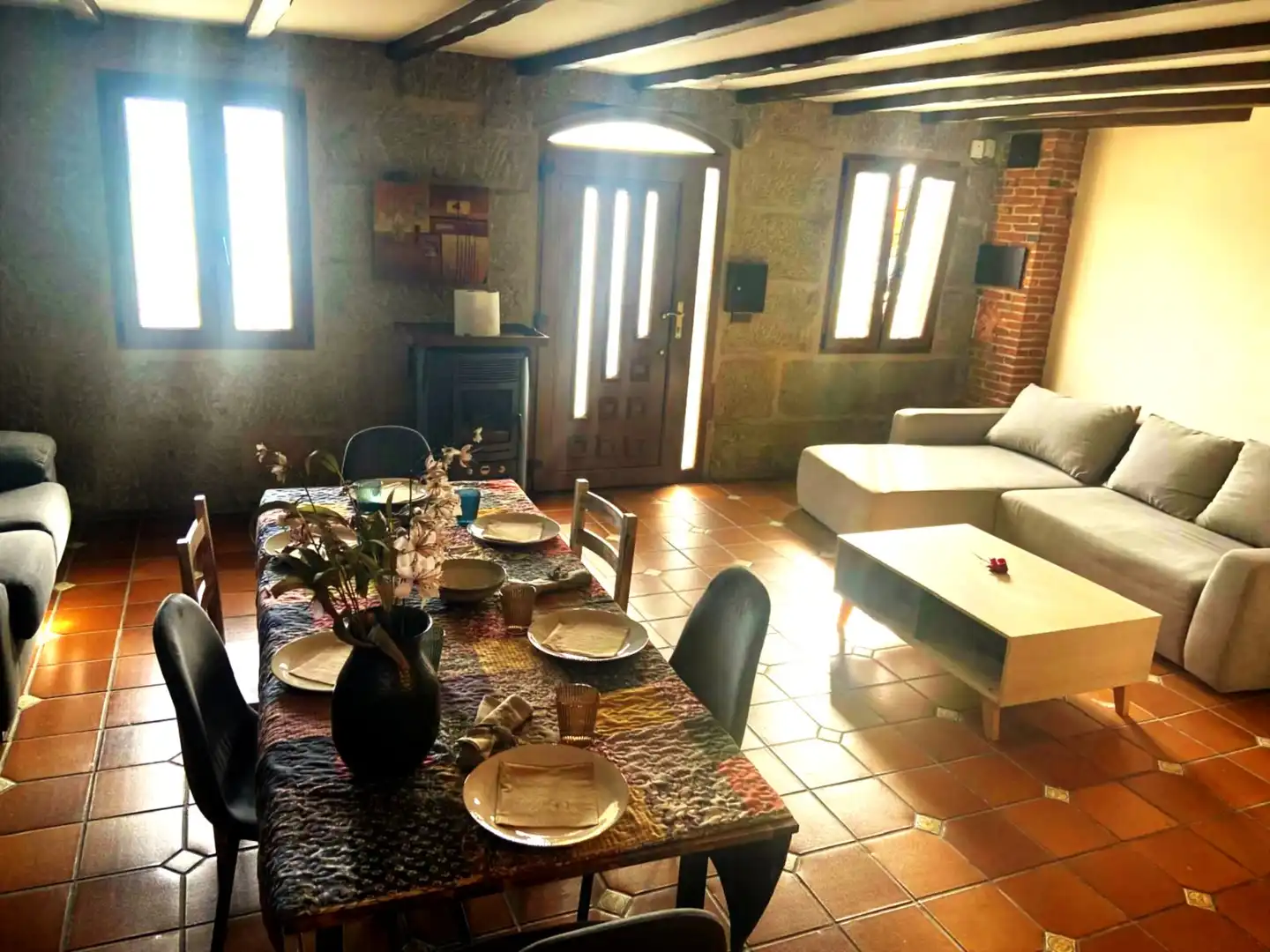 Esszimmer von Country house zur Miete in Barro mit Heizung, Möbliert und Waschmaschine