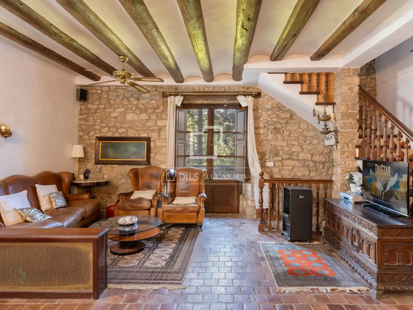 Sala de estar de Finca rústica en venta en Fontcoberta con Calefacción, Jardín privado y Terraza