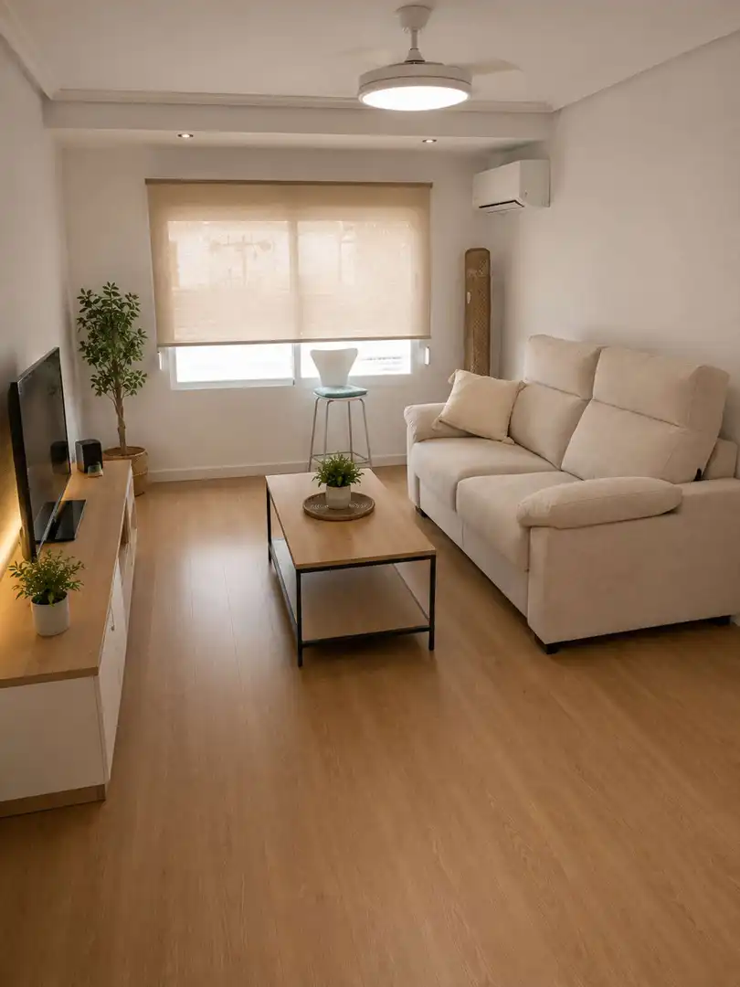 Sala d'estar de Apartament per a compartir en Alicante / Alacant amb Aire condicionat, Terrassa i Moblat