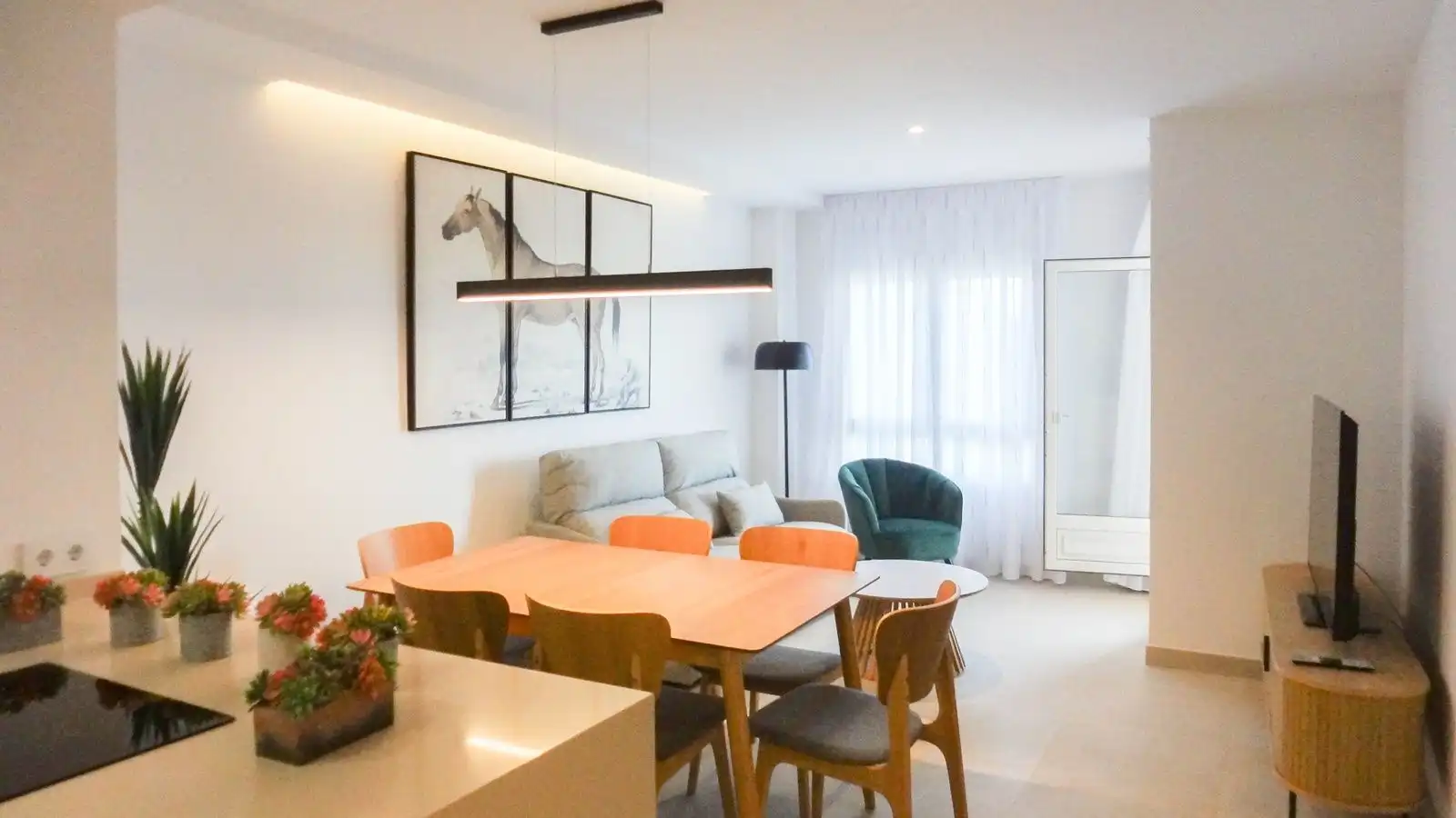 Wohnzimmer von Wohnungen zum Verkauf in Oliva mit Klimaanlage, Heizung und Terrasse