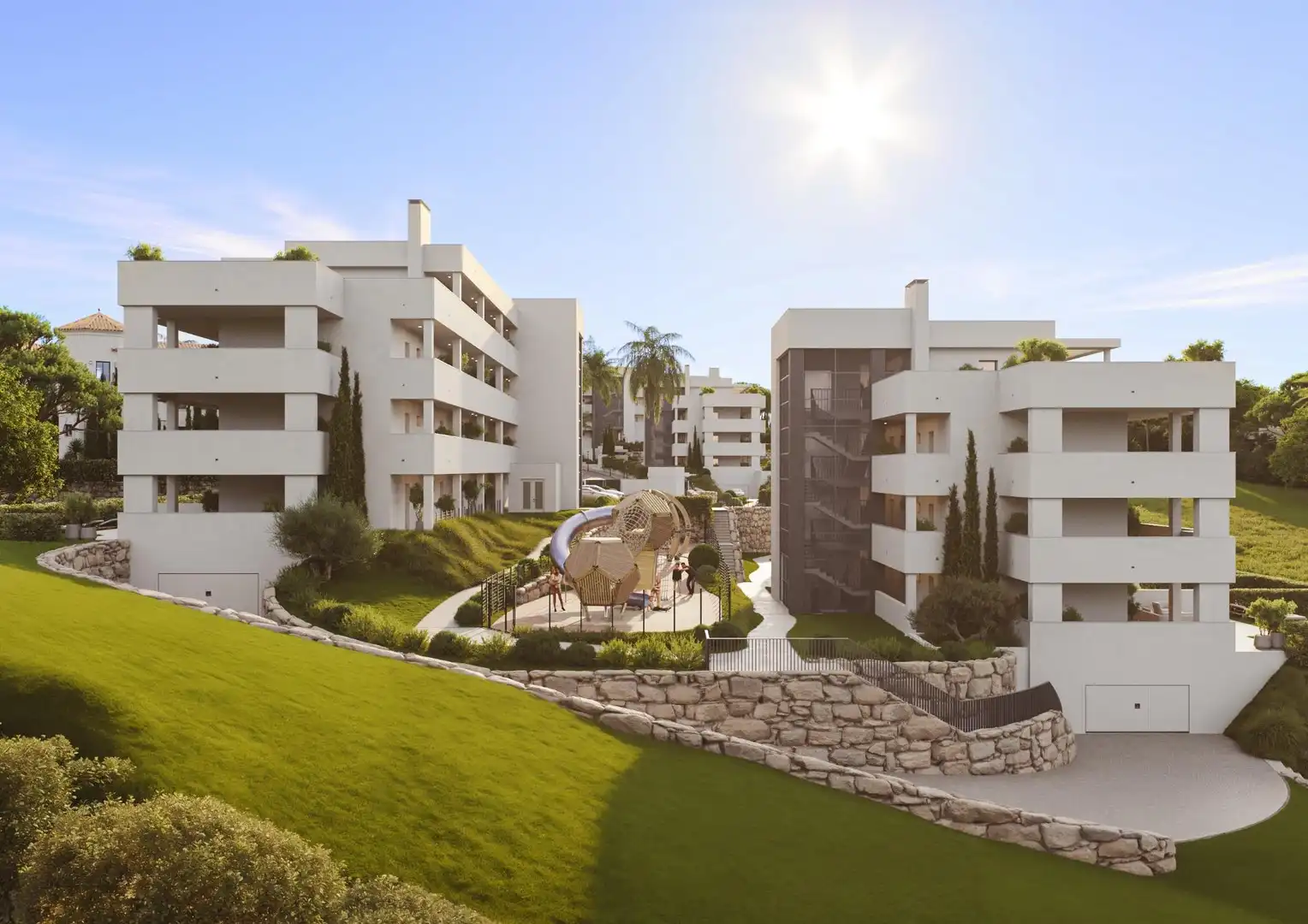 Vista exterior de Pis en venda en Manilva amb Aire condicionat, Terrassa i Piscina comunitària