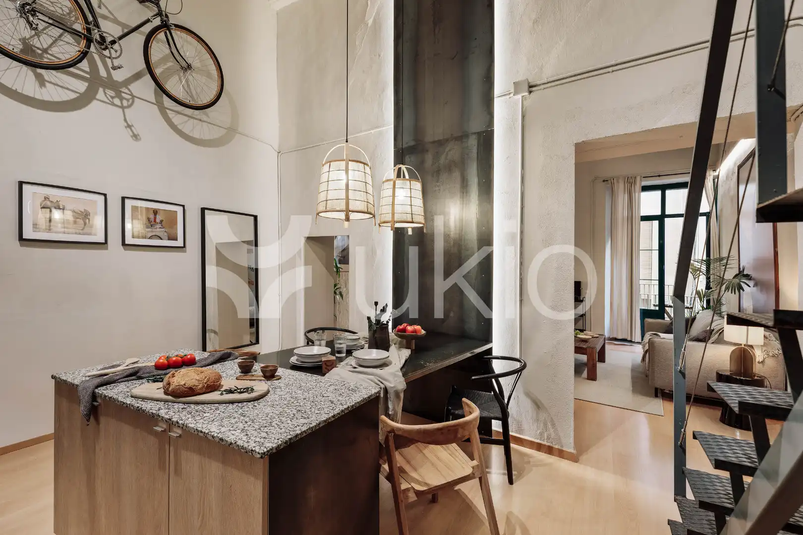 Cocina de Apartamento de alquiler en Barcelona con Aire acondicionado, Calefacción y Amueblado