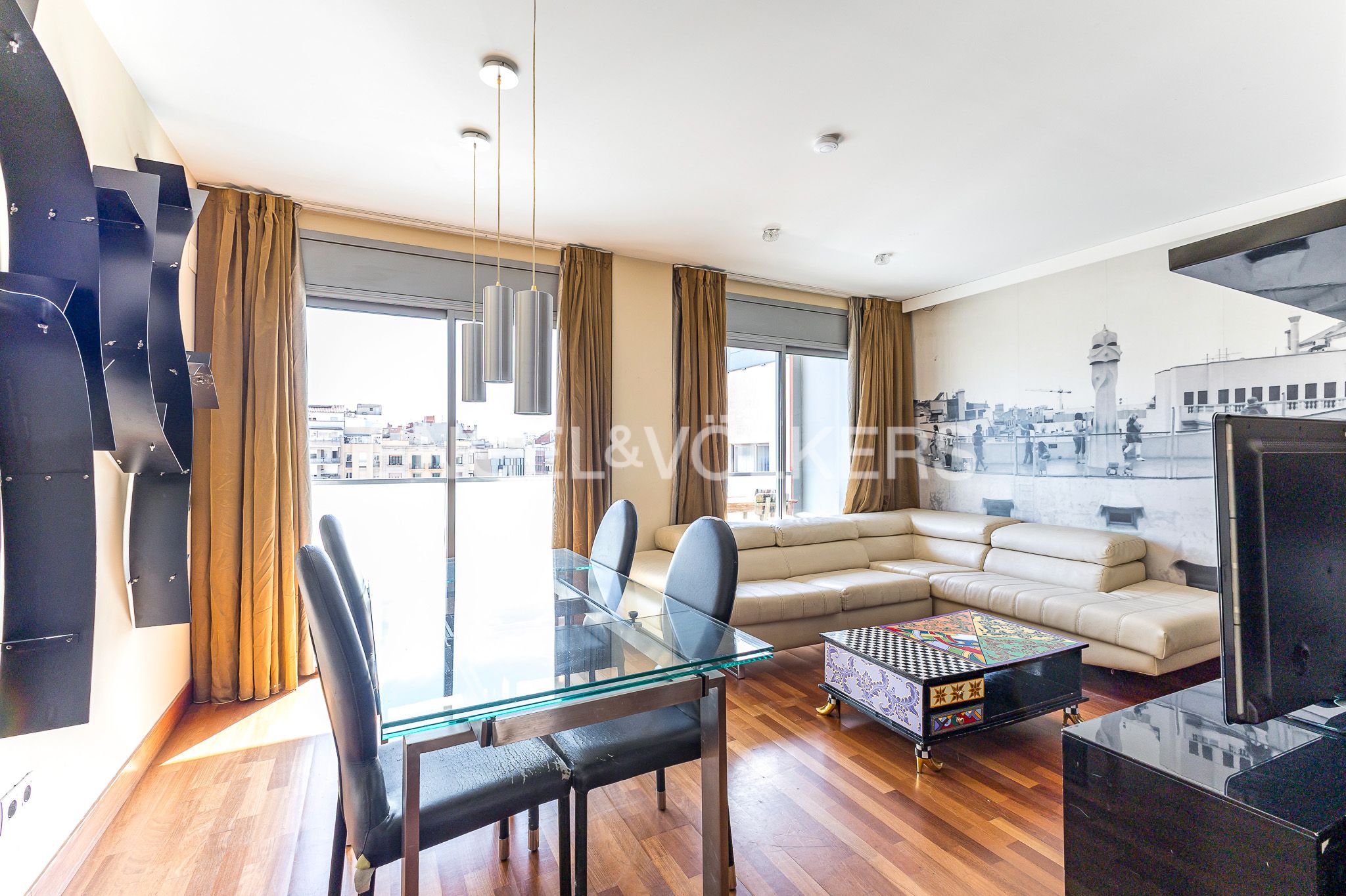 Sala d'estar de Apartament en venda en  Barcelona Capital amb Aire condicionat, Calefacció i Parquet